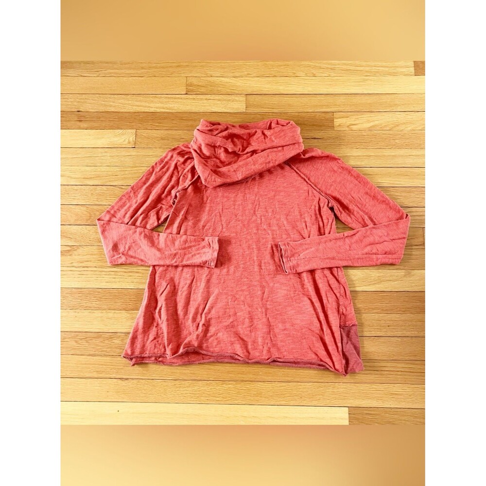 Free People Beach Rust Orange Cotton Summer Cocoon Cowl Neck Pullover Top Small